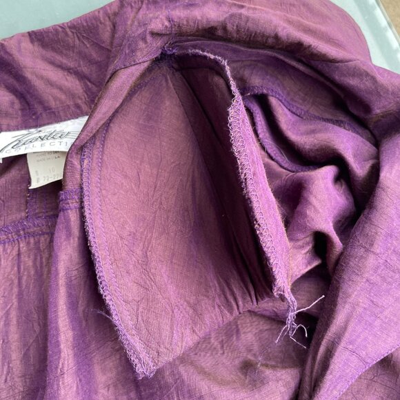 Vintage Shirtdress 80s John Ranta Iridescent Purple Shirt Dress| Size Large - Picture 14 of 16
